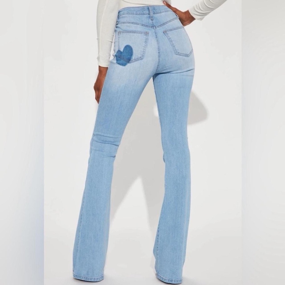 Altar'd State Light Blue flair Jeans with Heart Detail